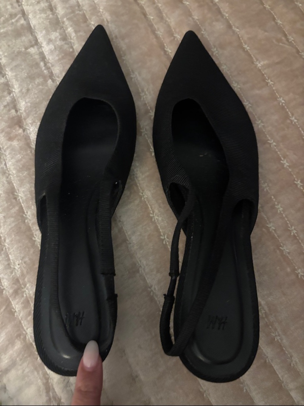 H&M Black Pointed Toe Slingback Flats